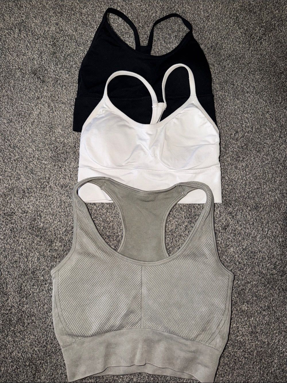 Women’s Seamless Racerback Bralette Trio - Black, White & green